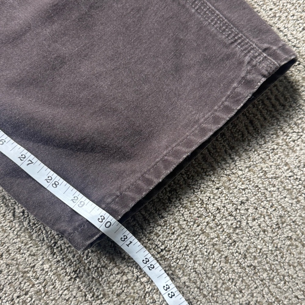 Carhartt B11 DKB Mens 36x32 Washed Duck Work Dungaree Pants Dark Brown - Picture 4 of 7